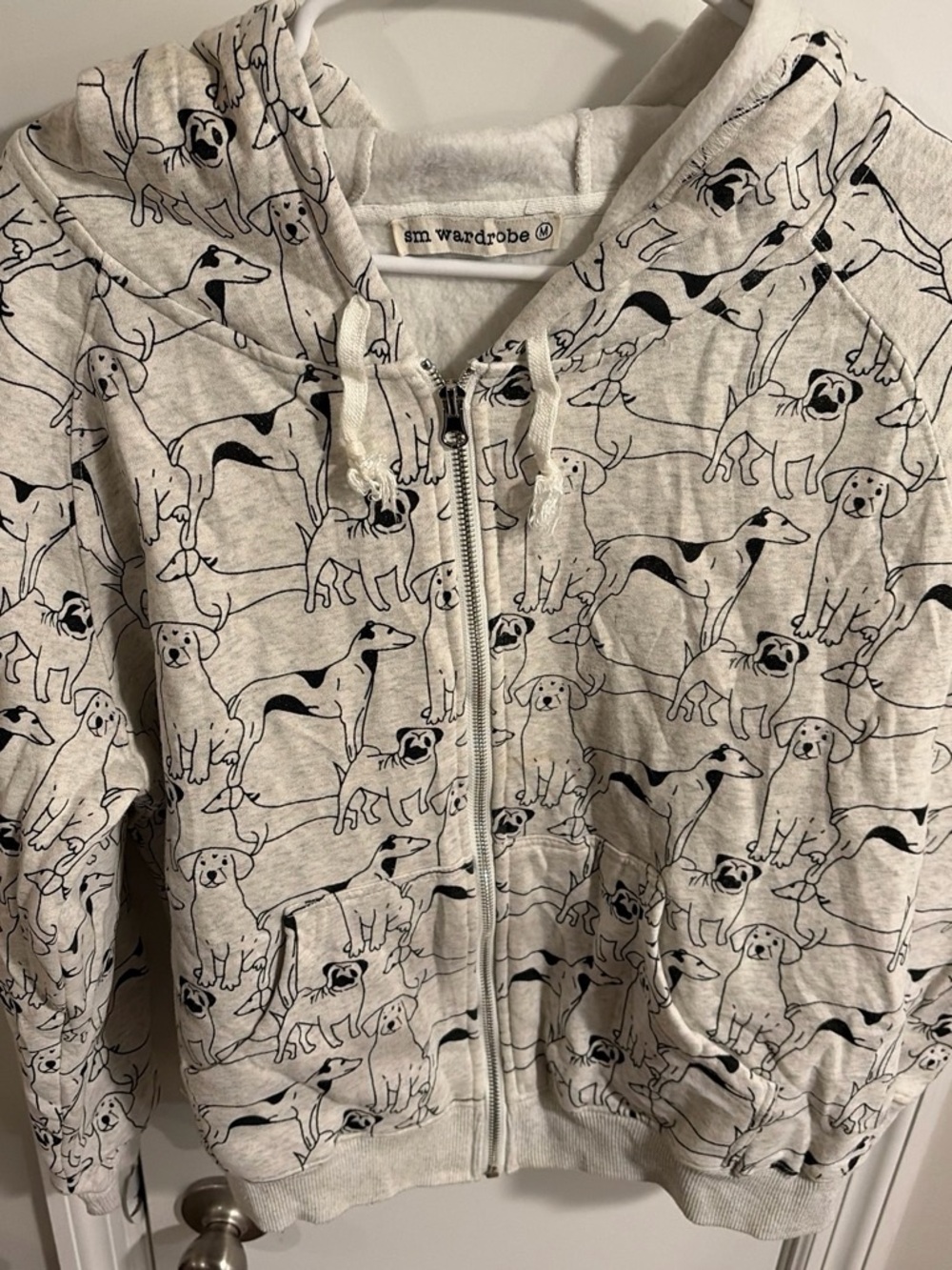 SM Wardrobe Kids Cream Dog-Print Zip Hoodie
